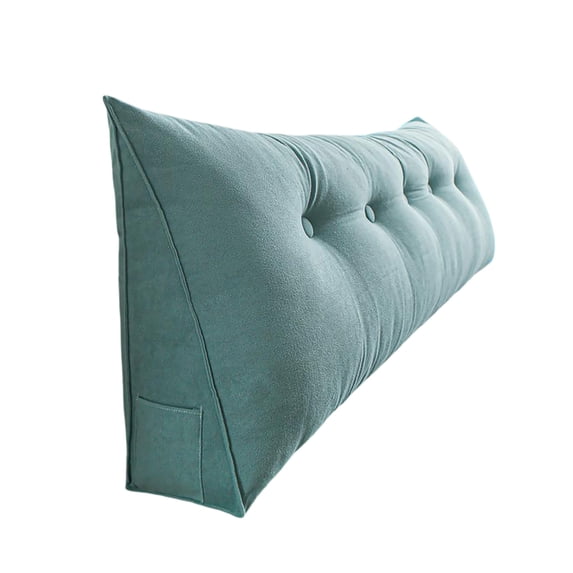 Wedge Headboard Pillow - Triangular Backrest Support Cushion for Dorm Room Beds, Reading Bolster Pillow with Storage Pockets, Comfortable Bed Wedge
