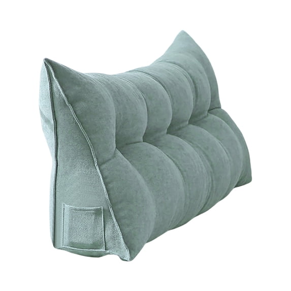 Wedge Headboard Pillow - Triangular Backrest Support Cushion for Dorm Room Beds, Reading Bolster Pillow with Storage Pockets, Comfortable Bed Wedge