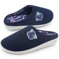 thumbnail image 1 of Wedge Heel Slippers for Women Embroided Abstract Pattern Lining House Shoes, Blue US 9, 1 of 7