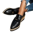 thumbnail image 1 of Wedge Loafers for Women Pointed Toe Espadrilles Casual Vintage Slip on Work Dressy Shoes Casual Trendy Walking Shoes Black Size 6, 1 of 7