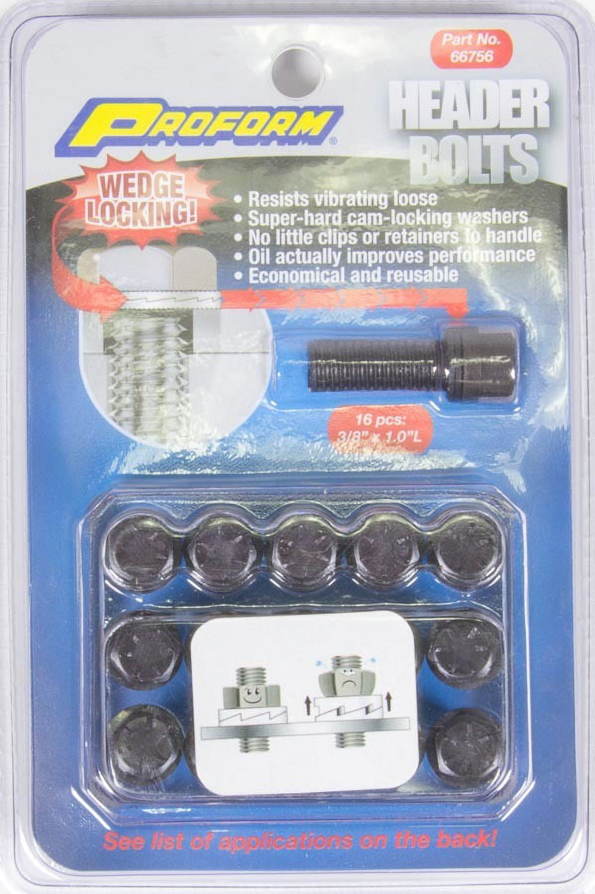 Proform Wedge Locking Header Bolts - 3/8in x 1in (16pk) Proform Wedge Locking Header Bolts - 3/8in x 1in (16pk)