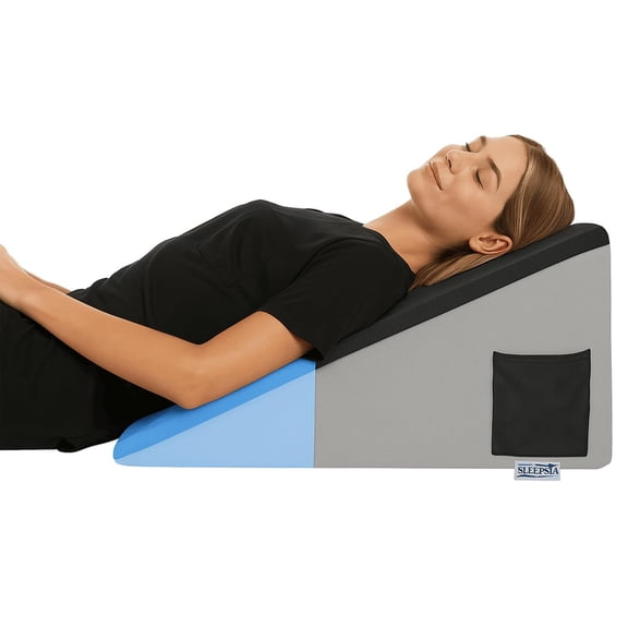 Wedge Memory Foam Pillow, Back Support Pillow For Bed, Grey & Black Gel | Acid Reflux, Snoring, Gerd, Leg Elevation, Pregnancy Support For Sitting & Sleeping | Adjustable Wedge Pillow