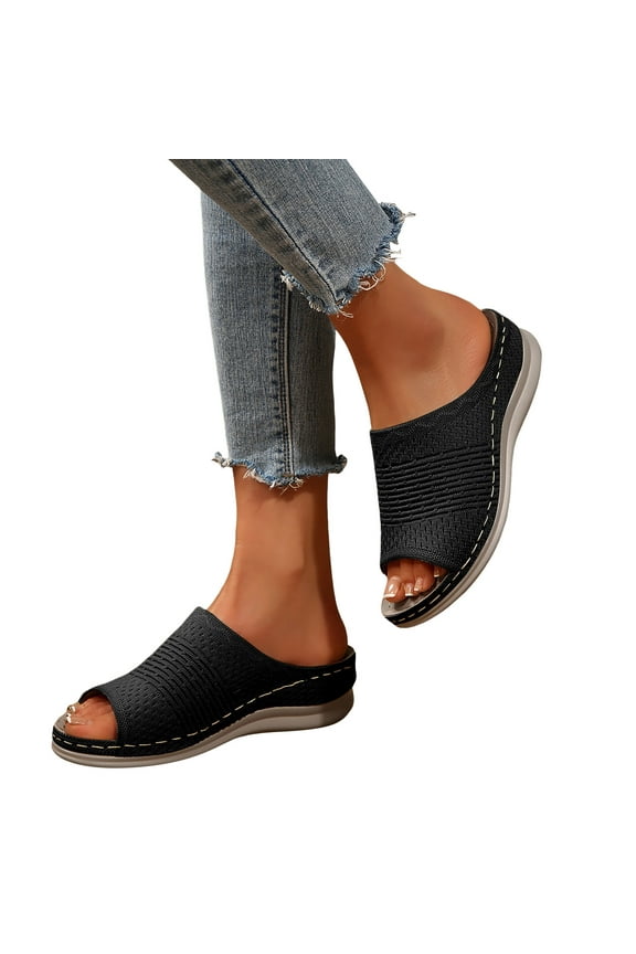 Wedge Orthopedic Slides Sandals for Women Plantar Fasciitis Comfortable Arch Support Walking Work Slip on