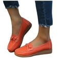 thumbnail image 1 of Wedge Penny Loafers for Women Spring Fall Fashion Soft Comfort Leather Low Heel Slip on Casual Walking Boat Shoes, 1 of 7