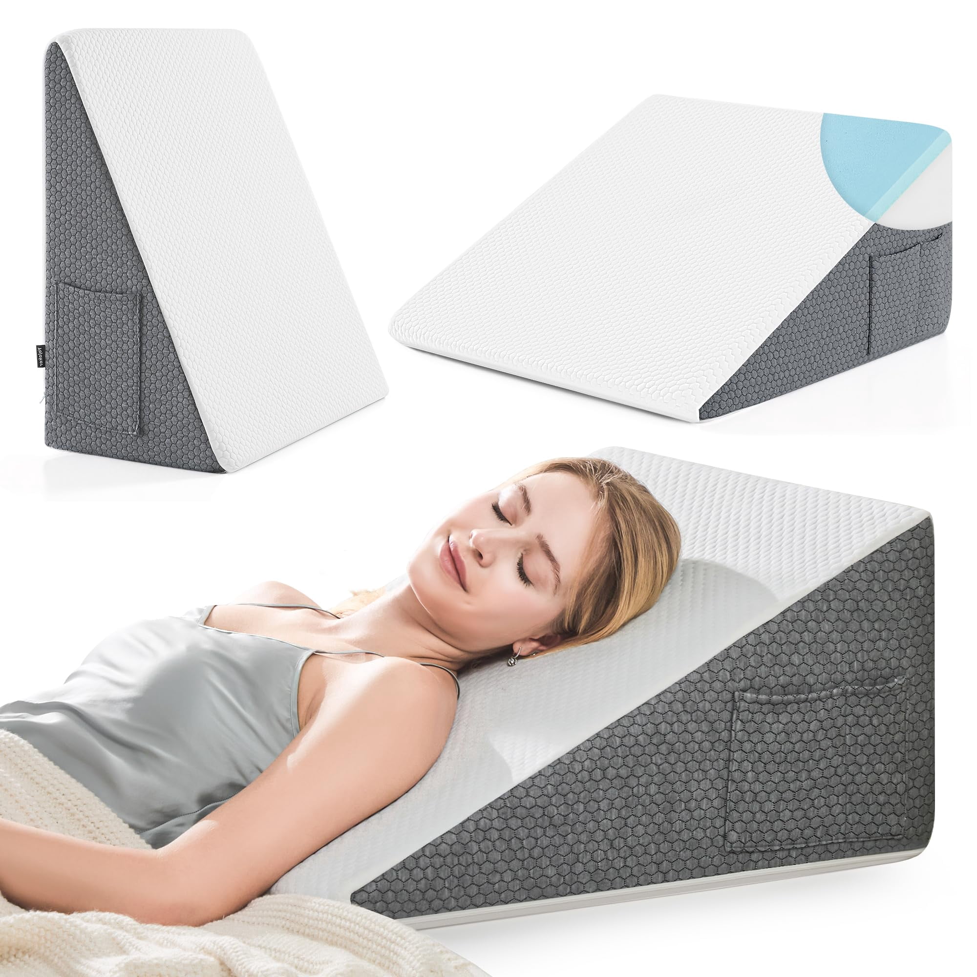 Wedge Pillow 7.5 Inch Memory Foam for Acid Reflux Relief Snoring Support Post Surgery Comfort with Removable Cover