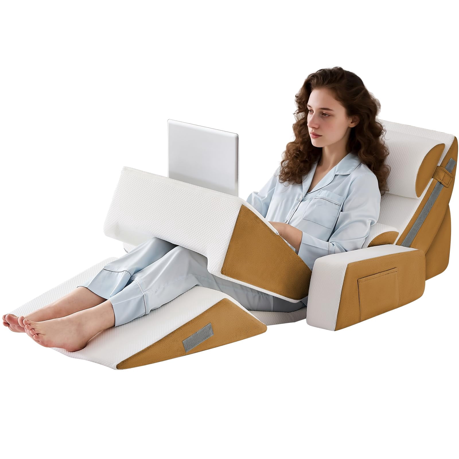 Wedge Pillow 7.5 Inch Memory Foam for Acid Reflux Relief Snoring Support Post Surgery Comfort with Removable Cover