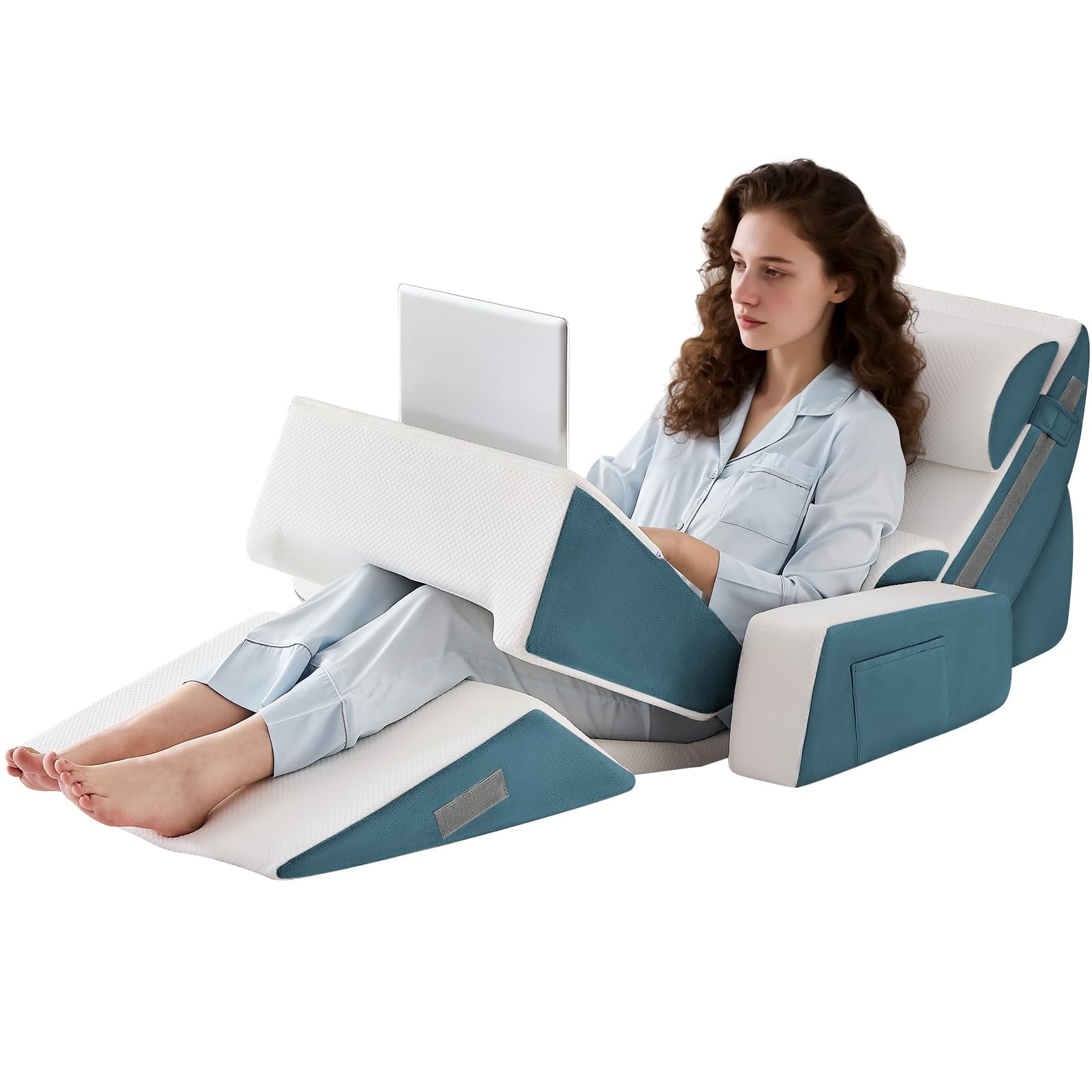Wedge Pillow 7.5 Inch Memory Foam for Acid Reflux Relief Snoring Support Post Surgery Comfort with Removable Cover