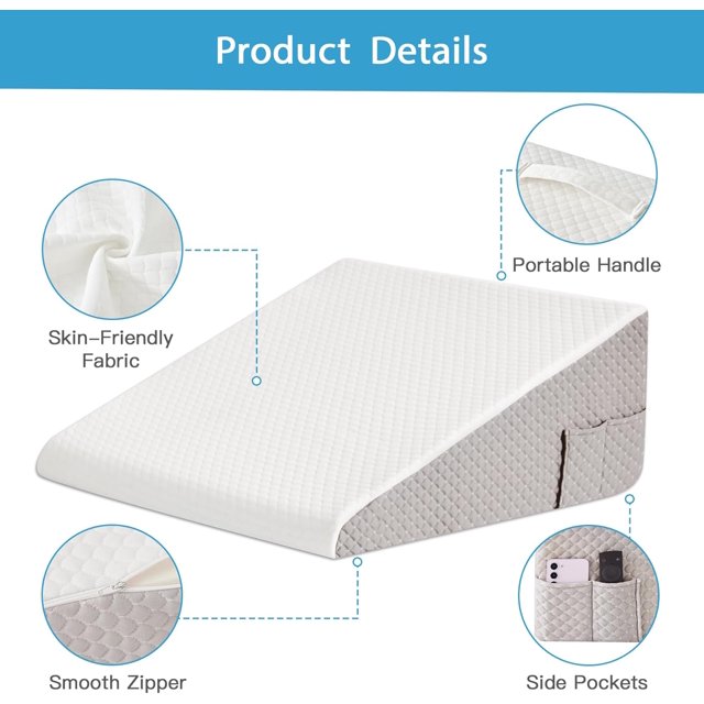 Wedge Pillow for Back Pain Relief, Bed Wedge Pillow for Sleeping, 24×24