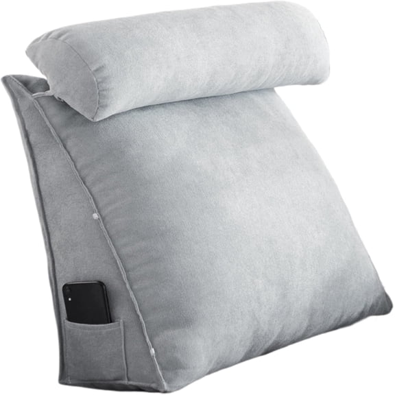Wedge Pillow Back Support Pillow:Adjustable Triangular Lumbar Neck Back Support Pillows, Reading Pillow with Removable Cover,Back Pillow Sitting Up for Bed Sofa Couch Office (Gray, Small)