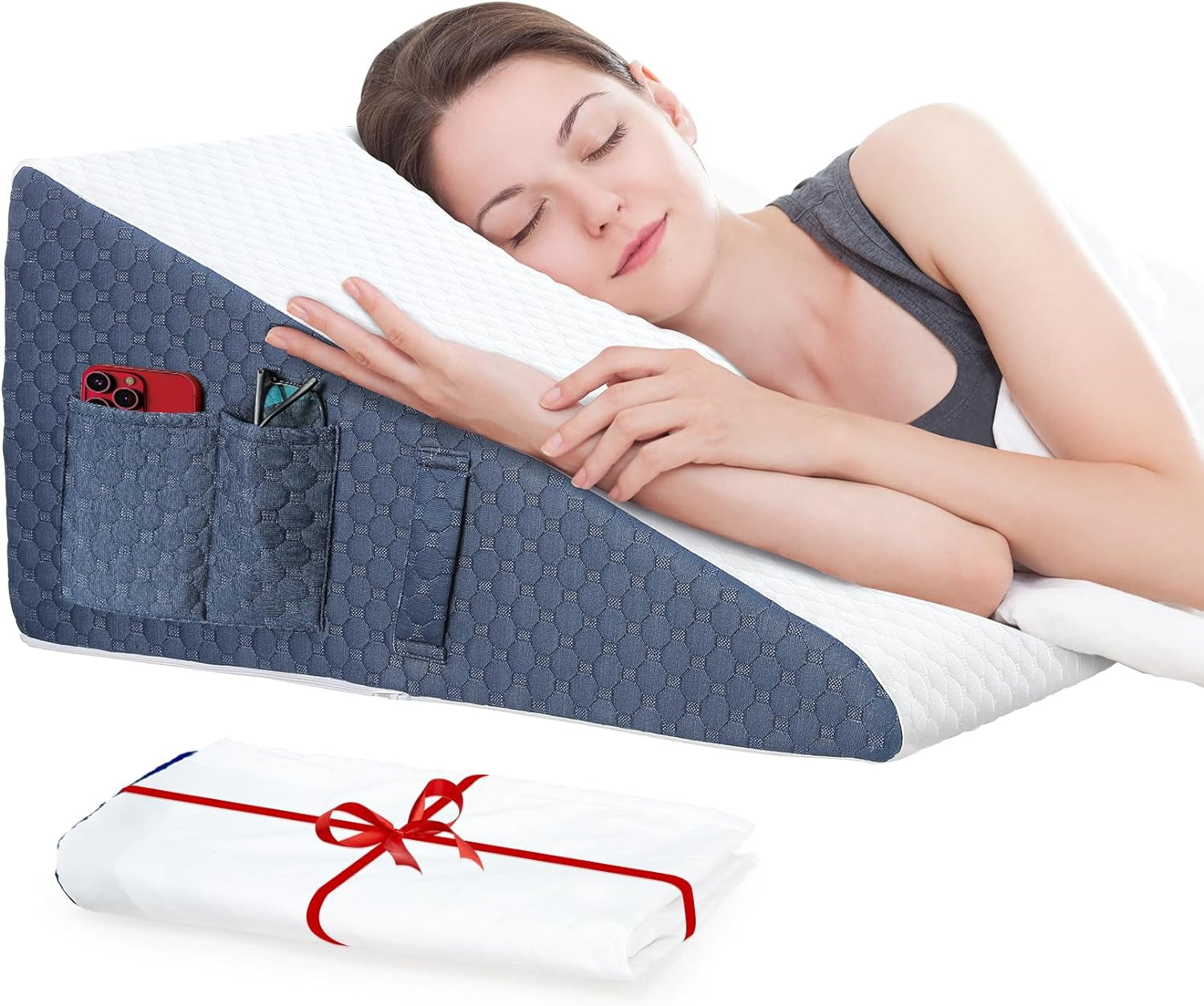 Wedge Pillow with Extra Replaceable Washable Covers, 2024 New 12'' Bed