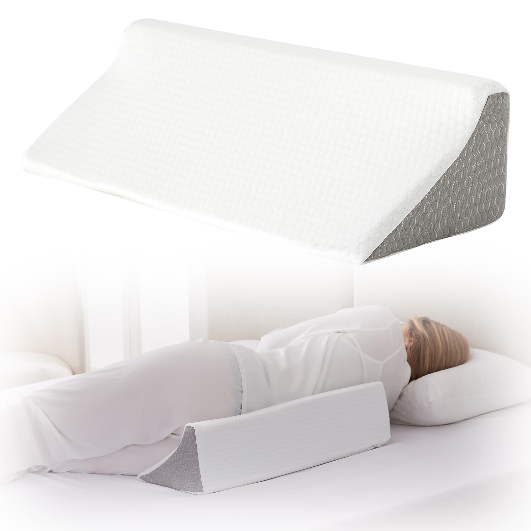 Wedge Pillow For Side Sleeping  Comfort Foam Sleeper Bed Wedges & Body Positioners After Support Preventing White/grey
