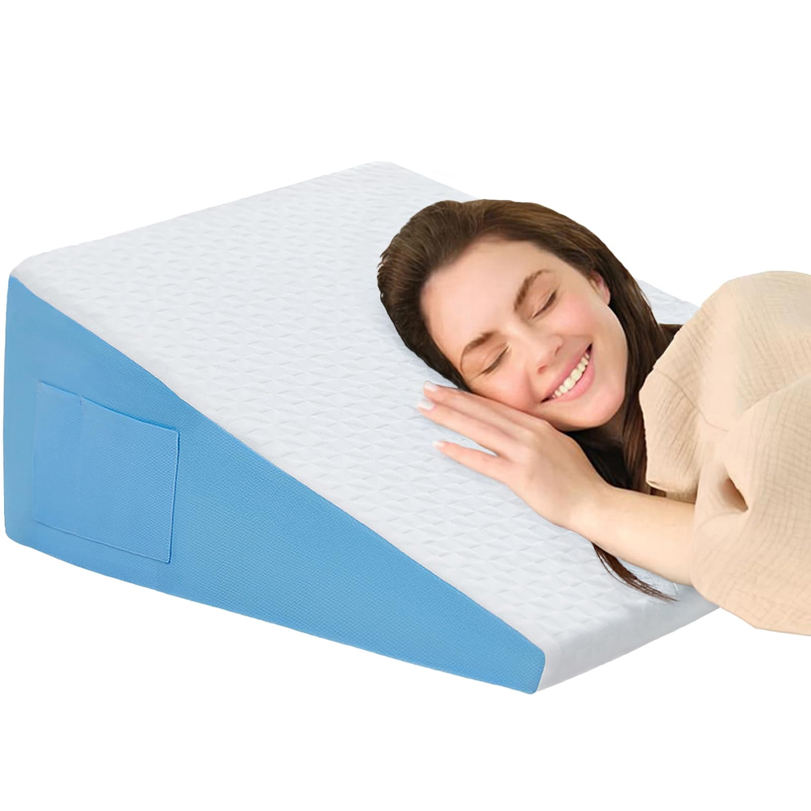 Wedge Pillow For Sleeping  12" Bed After Memory Foam Triangle Incline Support Leg Elevation