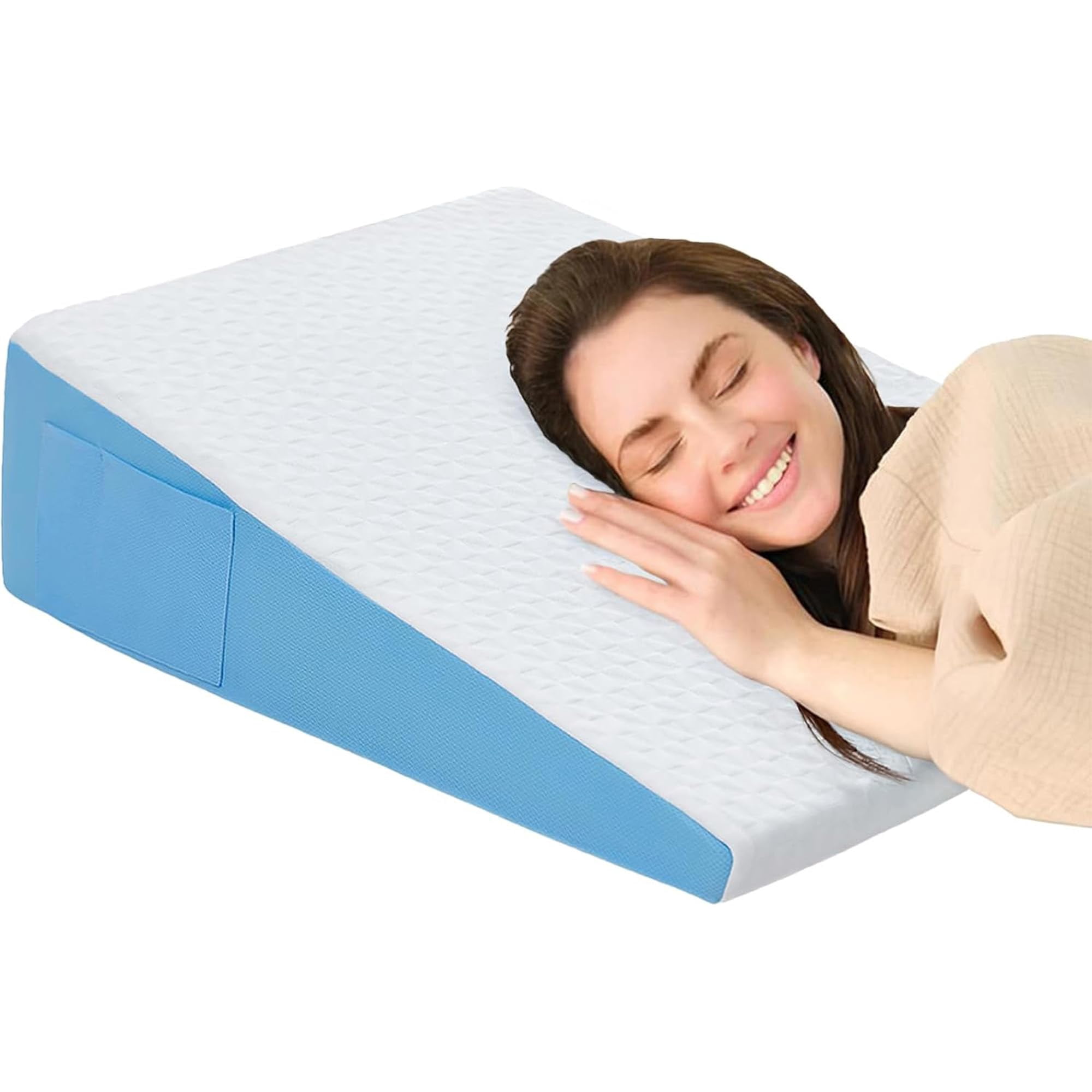 Wedge Pillow For Sleeping  7.5" Bed After Memory Foam Triangle Incline Support Leg Elevation
