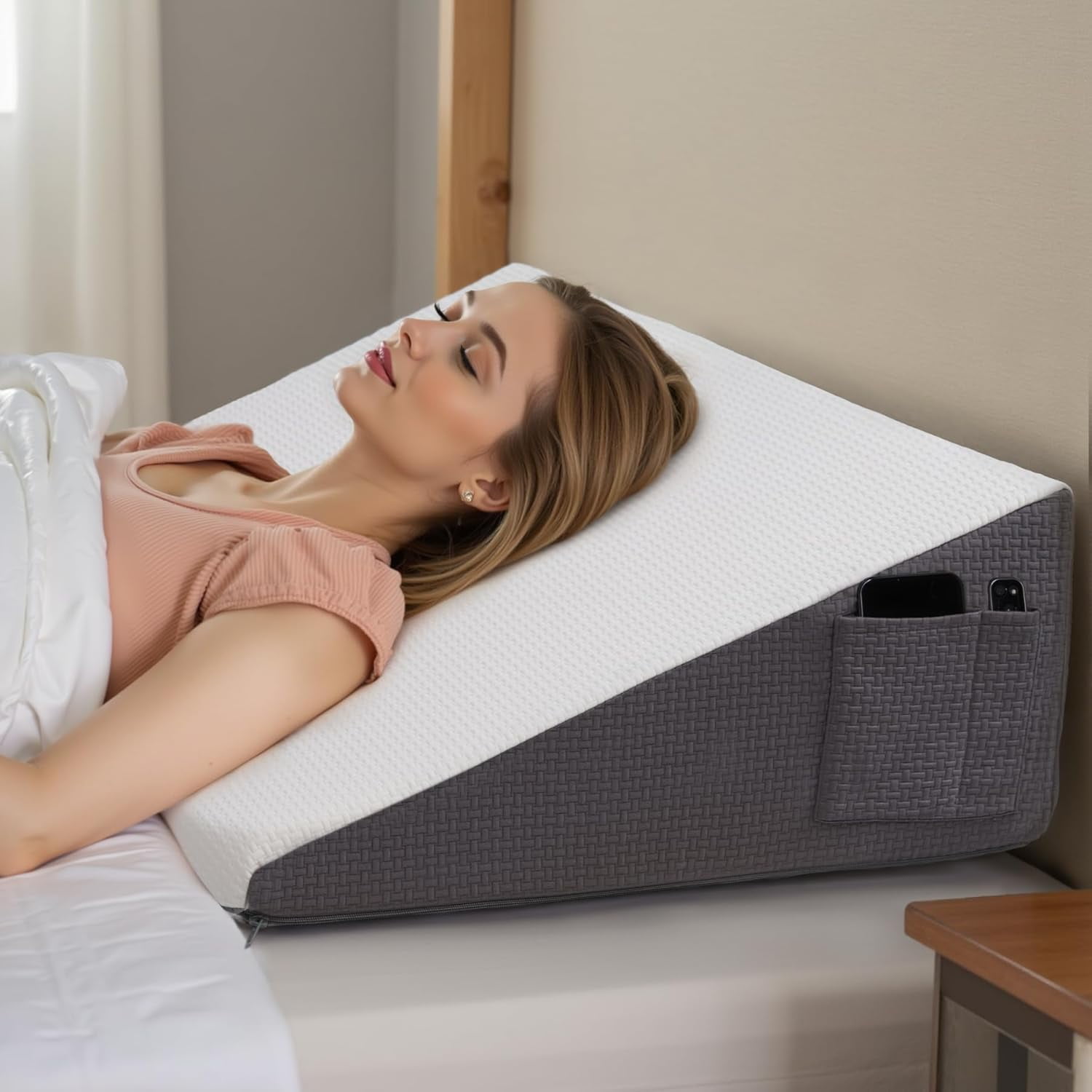 Photo inspiration: Visual Reference: Wedge Pillow For Headboard 10 Triangle Elevated Bed Wedge Pillow