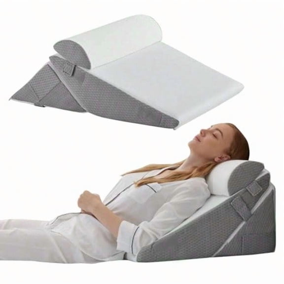 Wedge Pillow Headboard 3PCS Orthopedic Bed Wedge Pillows Set For After Surgery Adjustable Pillow Wedge For Acid RefluxandBack Pain Relief Sleeping Back Pillow For Bed Sitting Up White/Grey