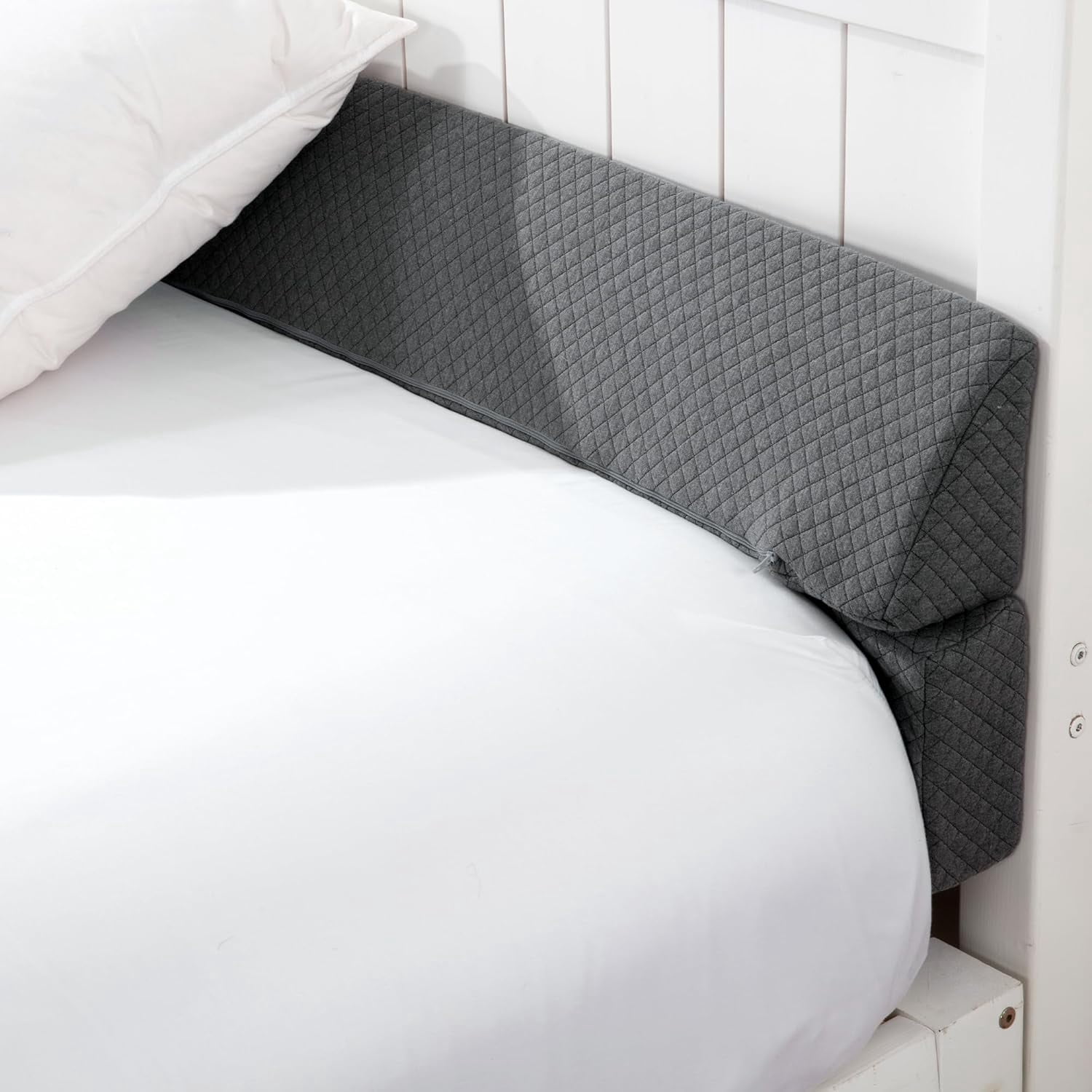 Wedge Pillow Headboard for Bed Gap,Foldable Bed Wedge Gap Filler Queen Size,Matterss Gap Filler,Multi Functional Bed Crack Pillow, Fill The Gap (0-7") Between Your Headboard and Mattress,Grey