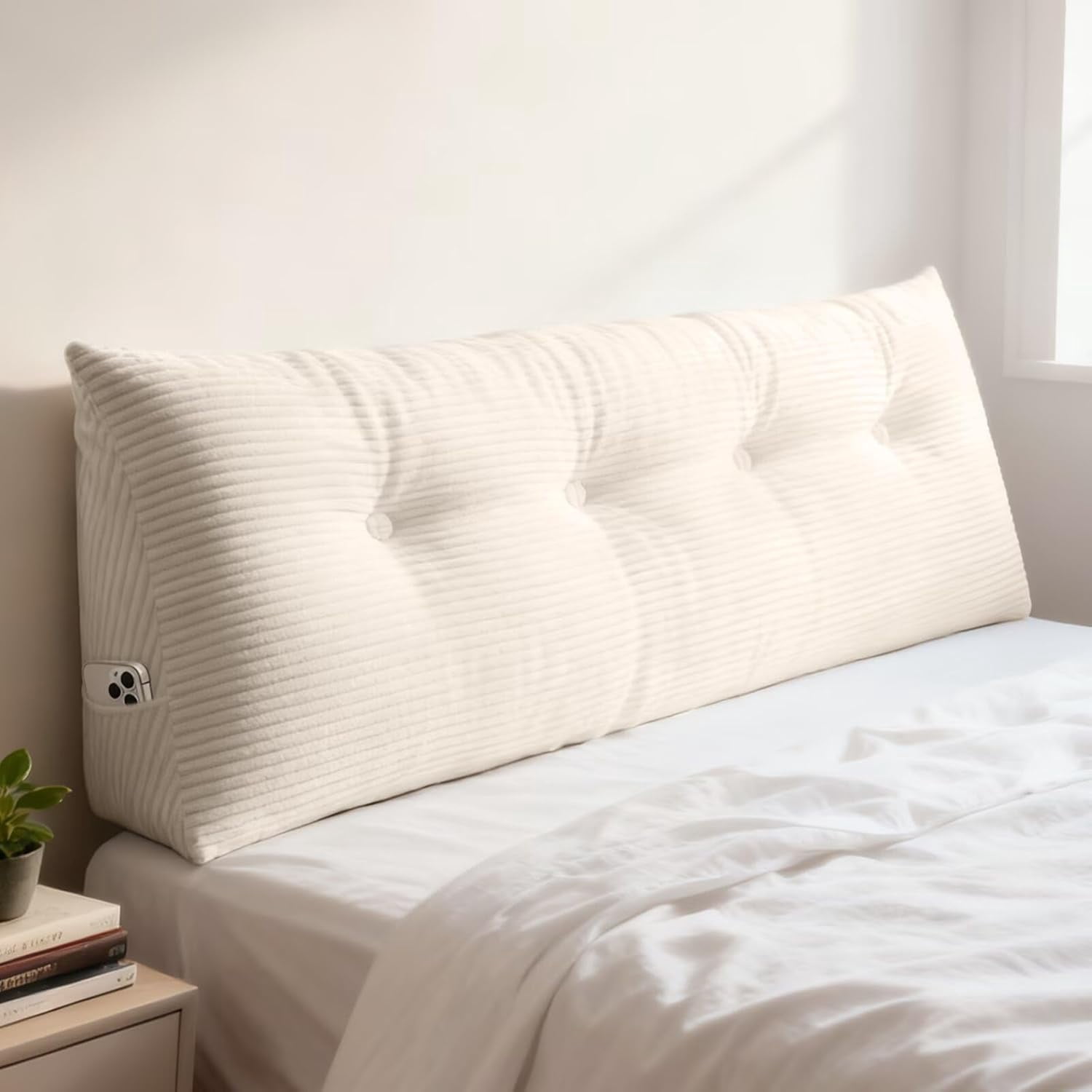 Wedge Pillow Headboard Full Triangular Bed Wedge Pillow for Headboard, Headboard Pillow Reading Pillow for Daybeds and Bunk Beds with Removable Velvet Cover