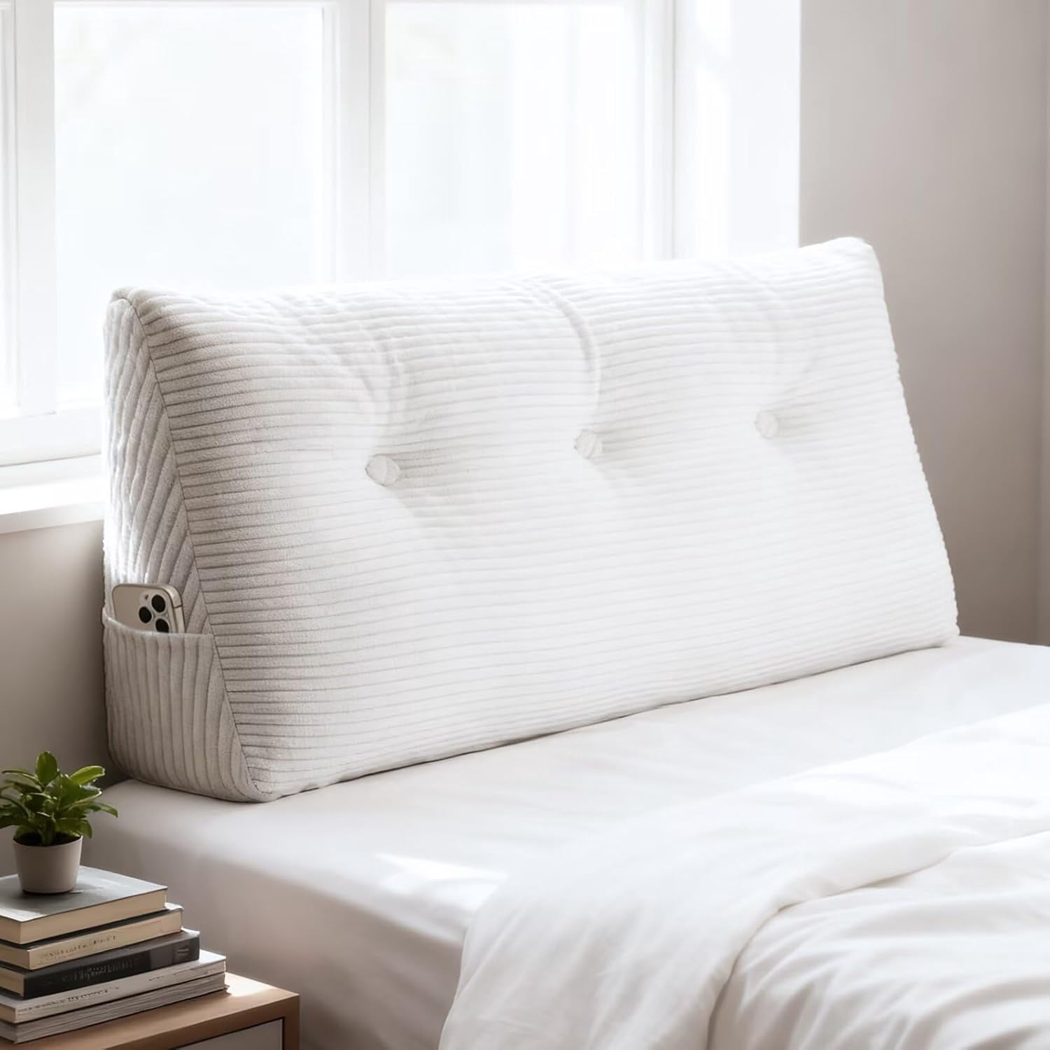 Wedge Pillow Headboard Twin/Twin XL Triangular Bed Wedge Pillow for Headboard, Headboard Pillow Reading Pillow for Daybeds and Bunk Beds with Removable Velvet Cover