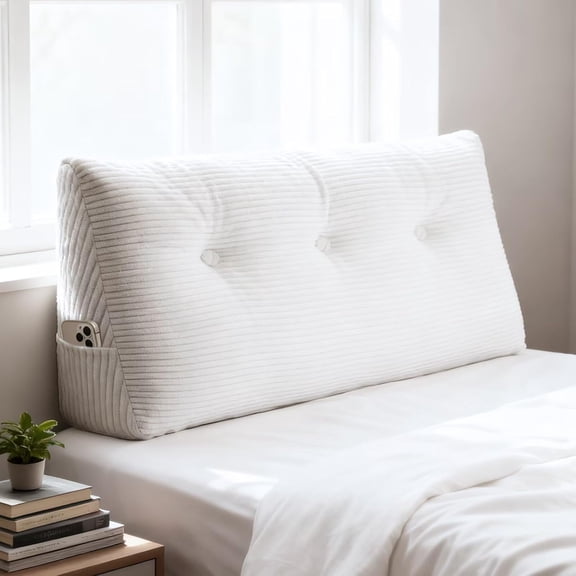 Wedge Pillow Headboard Twin/Twin XL Triangular Bed for Headboard, Reading Daybeds and Bunk Beds with Removable Velvet Cover