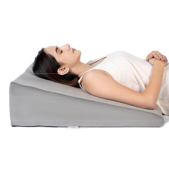 Wedge Pillow Memory Foam For Back Support, Grey Color, Large Size - 7 Inch | Wedge Cushion, Acid Reflux, Snoring, Gerd, Leg Elevation, Pregnancy, Adjustable, Multipurpose Pillow