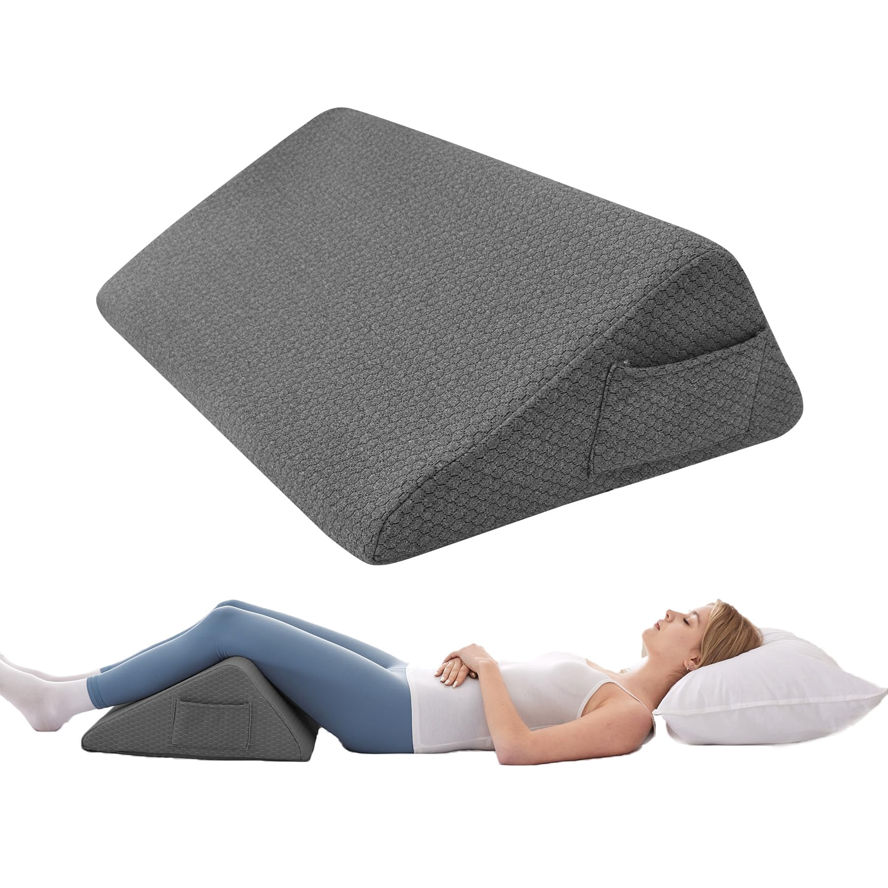 Wedge Pillow  Memory Foam Leg For Sleeping Pillows Triangle Support Elevation Knees Black