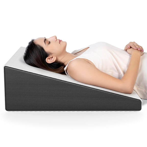 Wedge Pillow, Memory Foam Pillow, Back Support, White, Large Size - 7 Inch | Wedge Cushion For Acid Reflux, Gerd, Snoring, Post Surgery, Pregnancy & Relaxing In Bed, Removable Cover