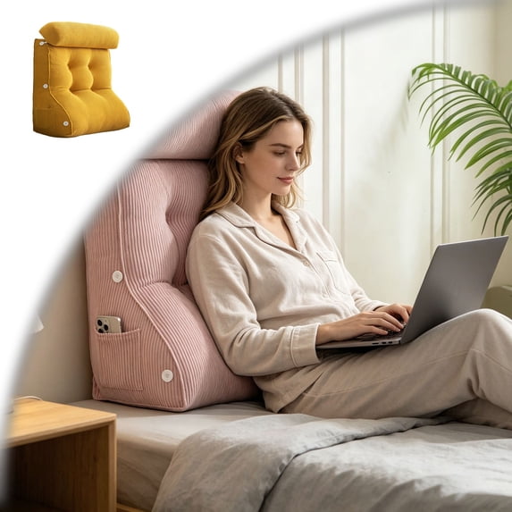 Wedge Pillow – Reading & Bed Rest Pillow for Sitting in Bed, Couch, or Floor, Multi-Purpose Headboard Wedge for Sleeping, Leg & Back Support, Neck Cushion & Washable Cover