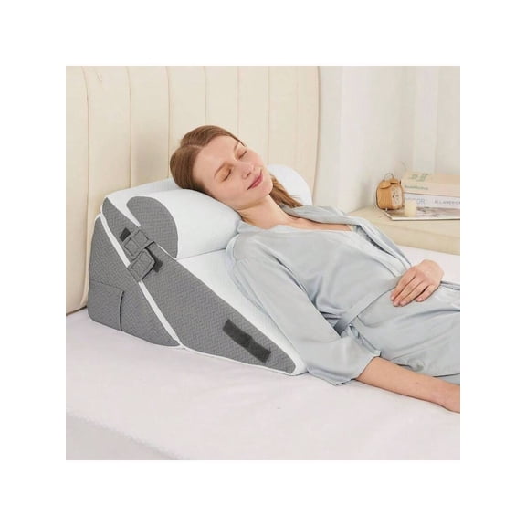 Wedge Pillow Set After Surgery, 3PCS Adjustable Bed Wedge Pillow Headboard With Foam Neck Cushion U2013 Reflux, Sleeping, Neck Back Support, Dark White