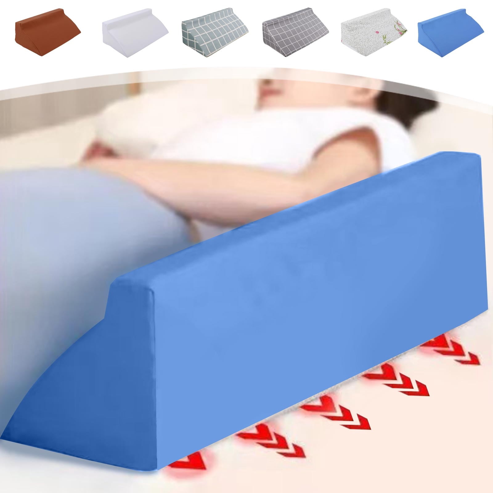 Wedge Pillow for Side Sleeping,20X10X6" Bed-Rest Support Pillow For Elderly Patient,Incline Foam Body Positioners Wedge Back Support Pillows After Surgery, Knees Elevated,Assistant Turning Pillow