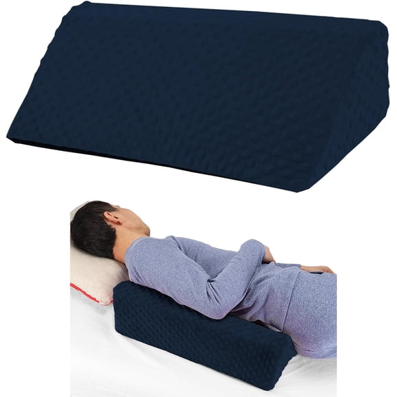 Wedge Pillow for Side Sleeping, Body Positioning Foam Wedge Pillow, Side Wedge Pillow for Sleeping Non-Slip Back Positioning Pillow for Bed Sore Wedge (Dark Blue)
