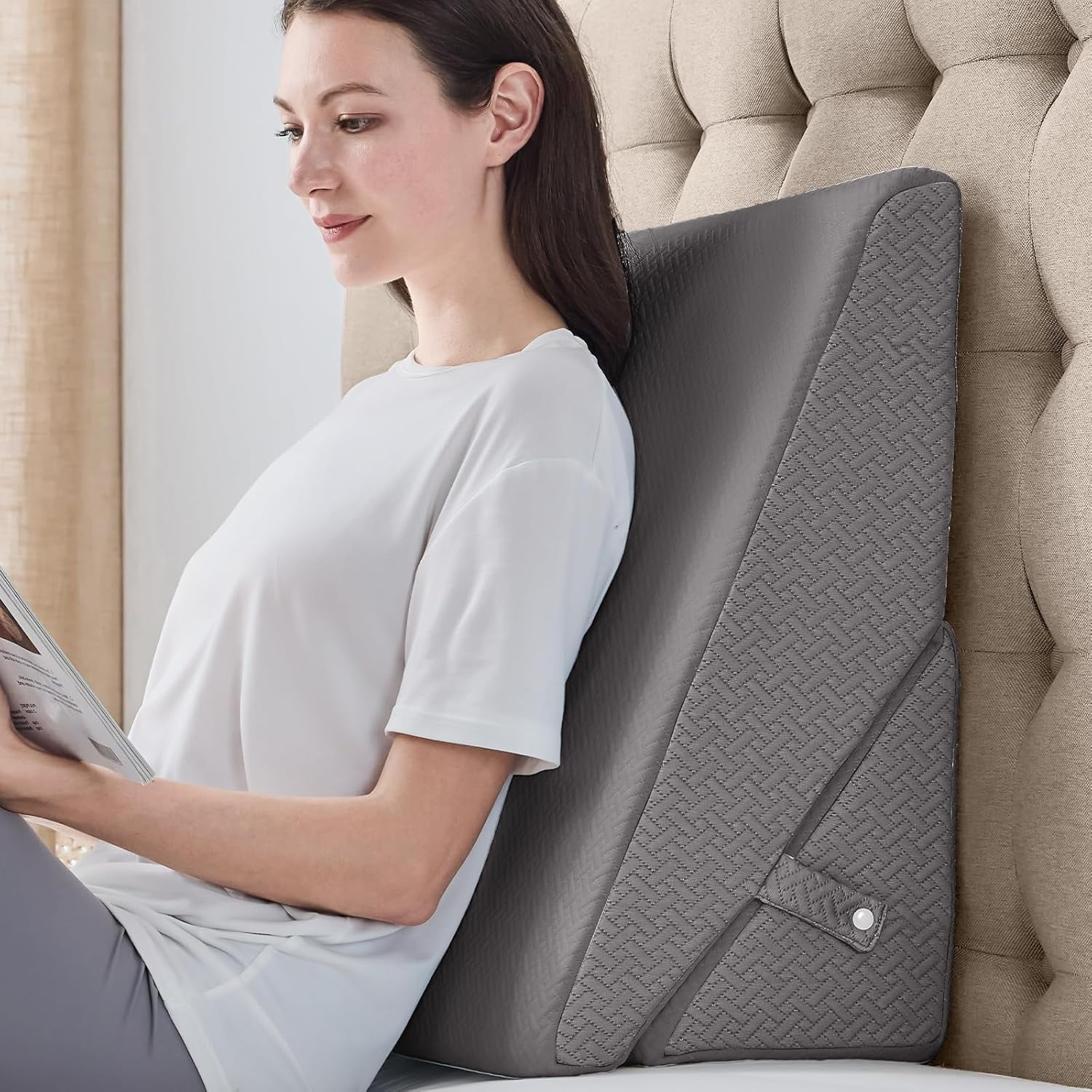 Wedge Pillow for Sleep Apnea, 10 Inch Adjustable Bed Wedge Pillow for Back Pain, Acid Reflux