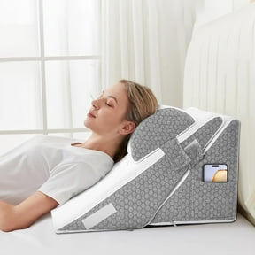 Wedge Pillow for Sleep Apnea, Adjustable Bed Headboard Support Cushion, Orthopedic Memory Foam Wedge Pillow for Acid Reflux, Back Pain, Neck Relief,Elevated Sleeping Pillow with Neck Support