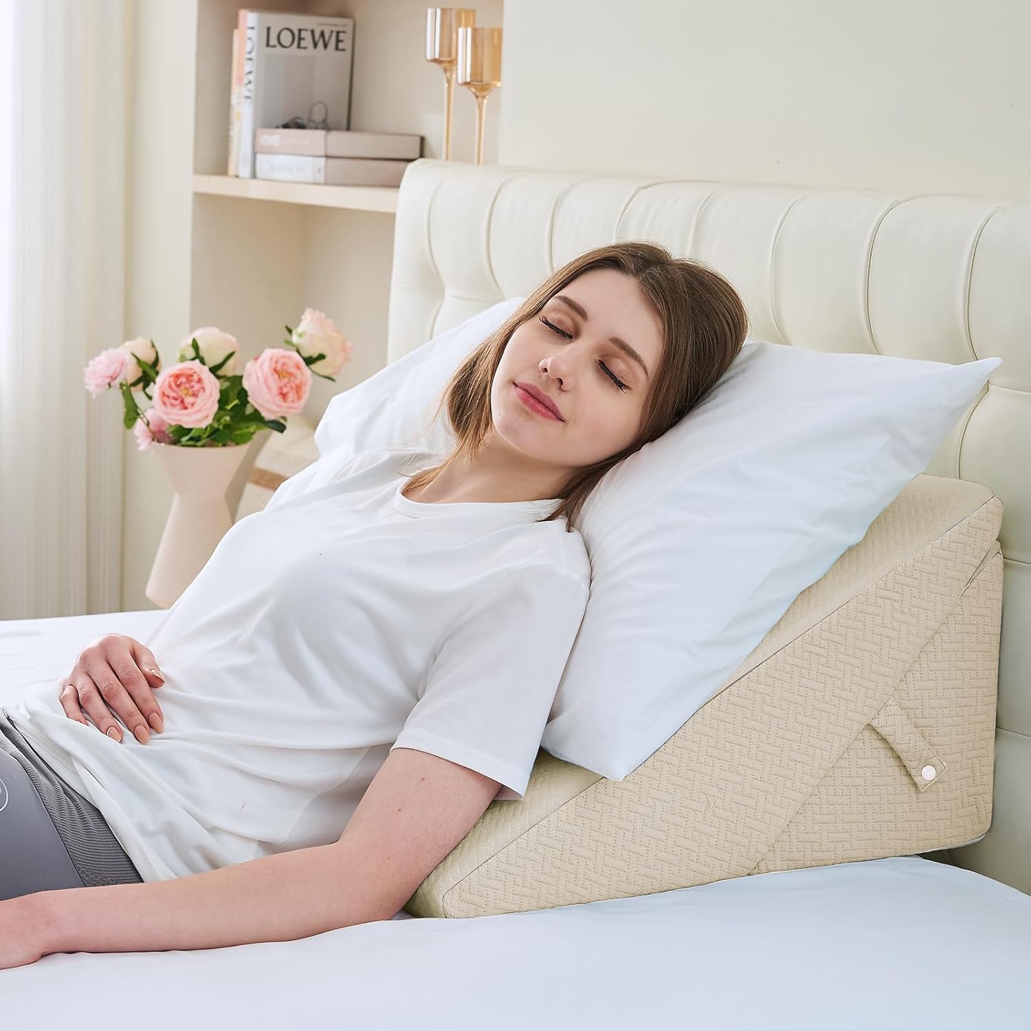 Wedge Pillow for Sleep Apnea, Bed Wedge Pillow for Acid Reflux and Back Pain Relief, Memory Foam