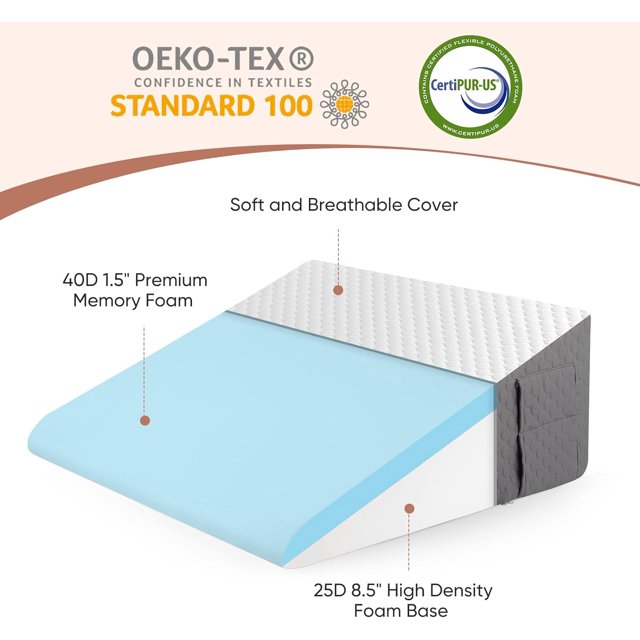 Wedge Pillow for Sleeping 10" Bed Wedge Pillow for After Surgery 1.5