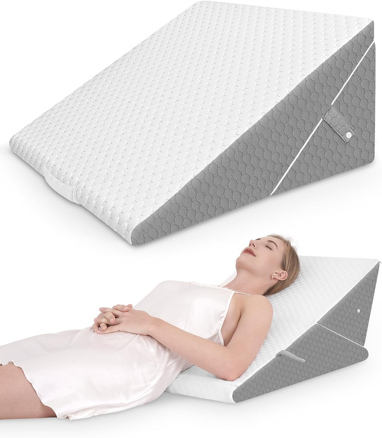 Wedge Pillow for Sleeping 7-in-1 Foldable Bed Wedge Pillow for After Surgery 9 &12 Inch Adjustable Memory Foam Triangle Pillow Wedge for Acid Reflux Gerd Snoring Back Knee Pain