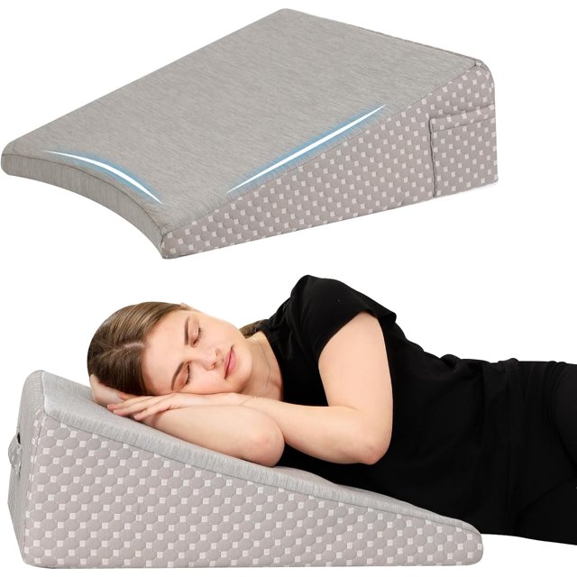 Wedge Pillow for Sleeping, 8 Inch Cooling Triangle Bed Pillow with