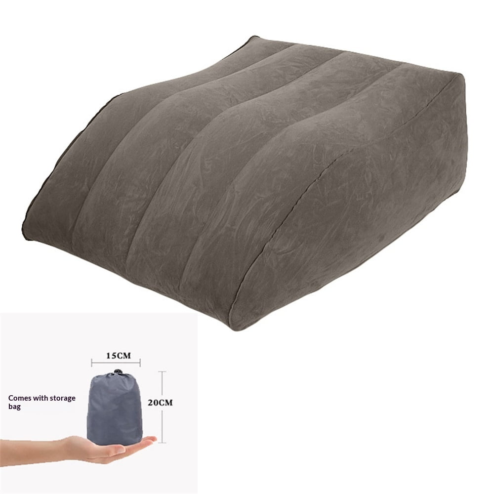 Wedge Pillow for Sleeping Inflatable Leg Elev-ation Pillow for Swelling Knee Pillow for Legs Relax Travel Wedge Pillow for Legs Foot Ankle Knee and Lower Back Pain Support(Grey+Grey storage bag)
