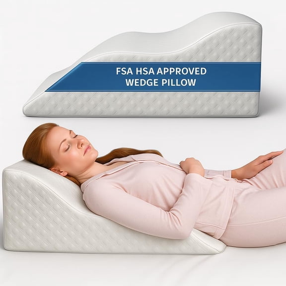 Wedge Pillow for Sleeping and Nighttime Comfort, Memory Foam Bed Post Surgery Recovery, Incline Cushion Snoring Stomach Acid, Breathable Viscose Cover with Non Slip Base