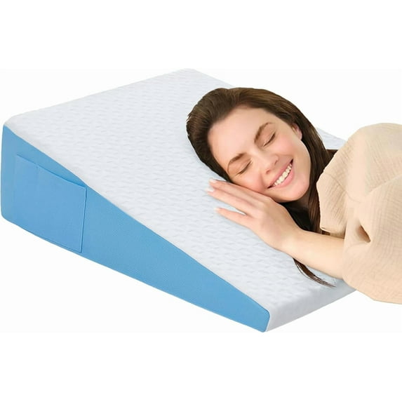Wedge Pillow for Sleeping, 7.5" Bed Wedge After Surgery, Back Pain Relief, Memory Foam Pillow Triangle Incline Wedge for Back Support, Leg Elevation