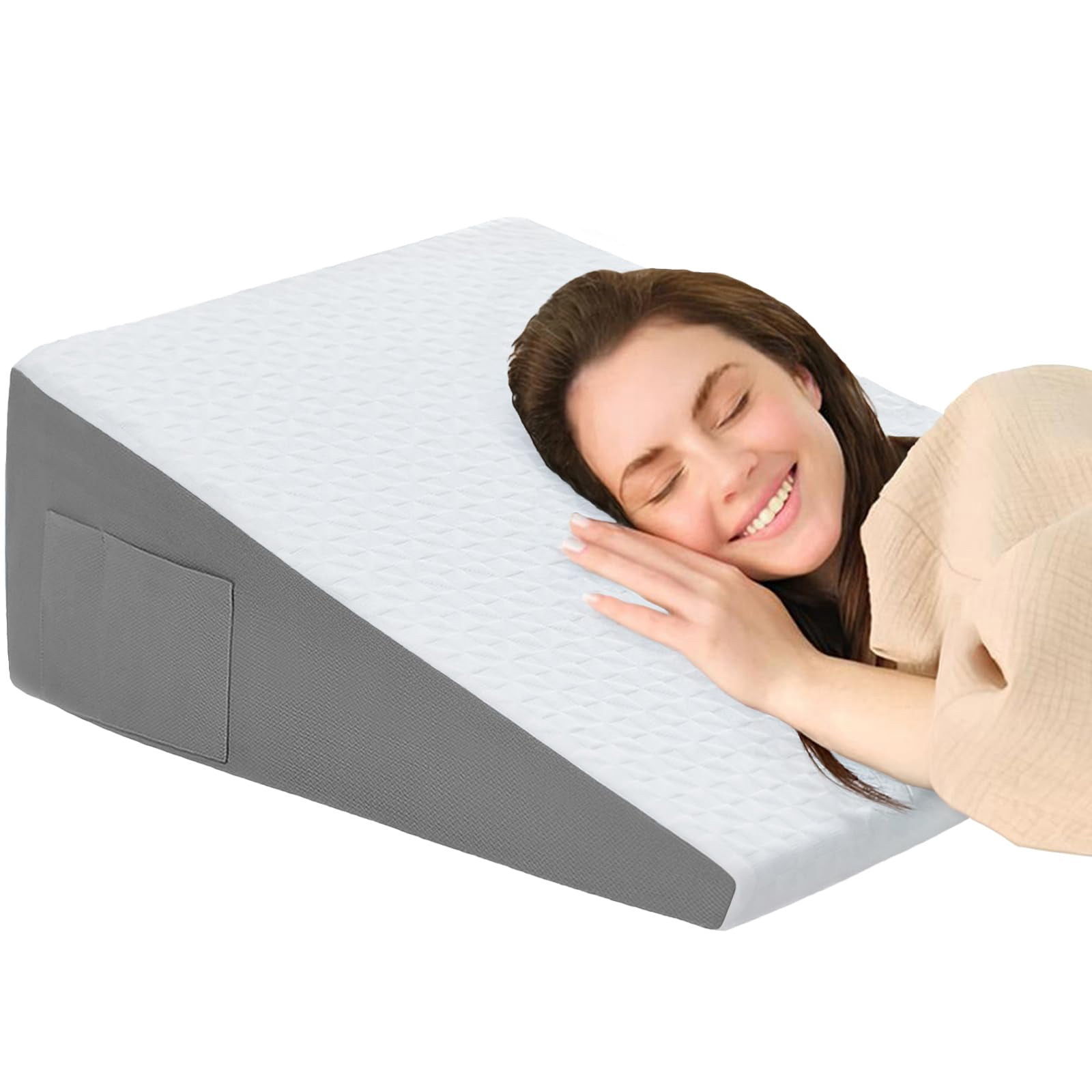 Wedge Pillow for Sleeping 7.5 Inch Bed Incline Support Memory Foam for Back Pain Relief and Leg Elevation Post Surgery