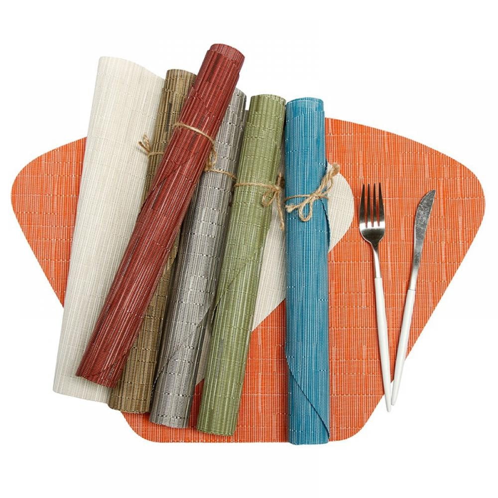 Wedge Placemats Pack of 6 Reusable Washable PVC Woven Dining Table Pad ...