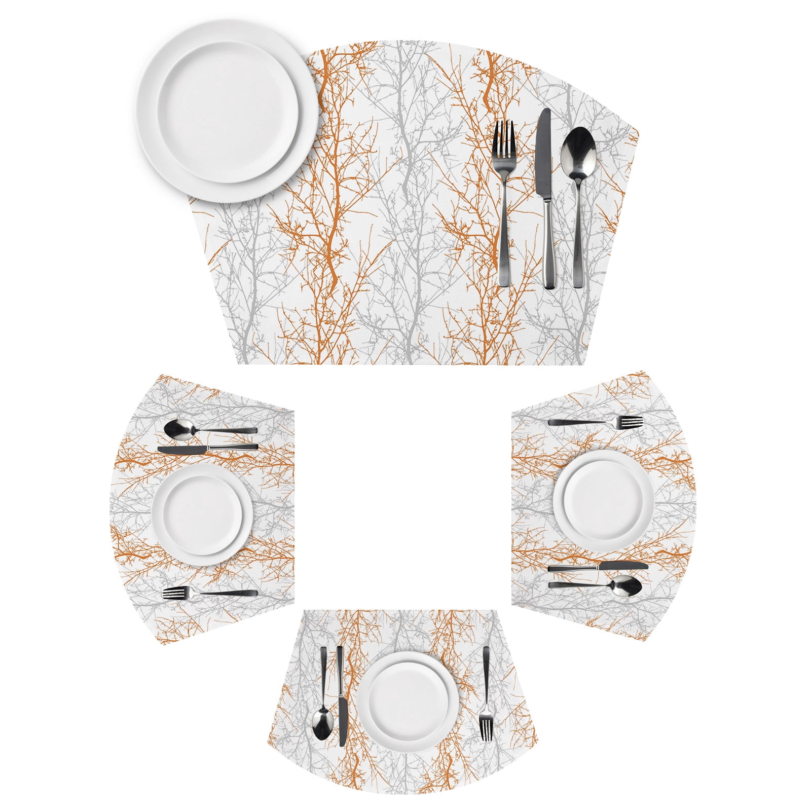 Wedge Placemats Set of 6 Tree Branch Place Mats Washable Botanical ...