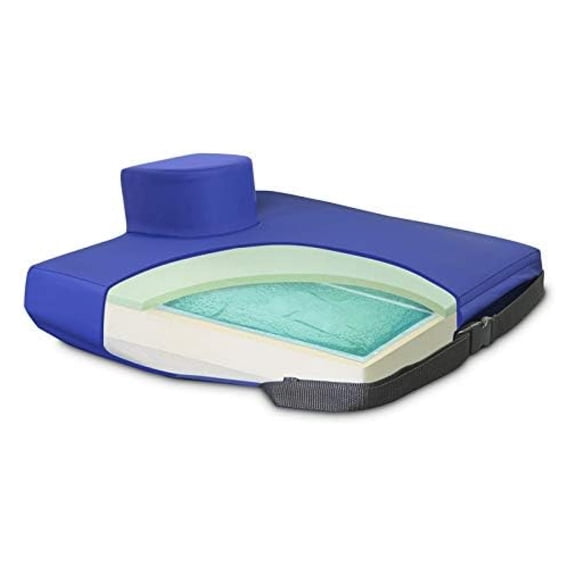 Wedge Pommel Gel-Foam Cushion 22" x 18" x 4" - Anti-Rotation Wheelchair Seat Cushion for Pressure Relief, Hip Alignment, Support Pad - Dual Density , Cooling Gel -