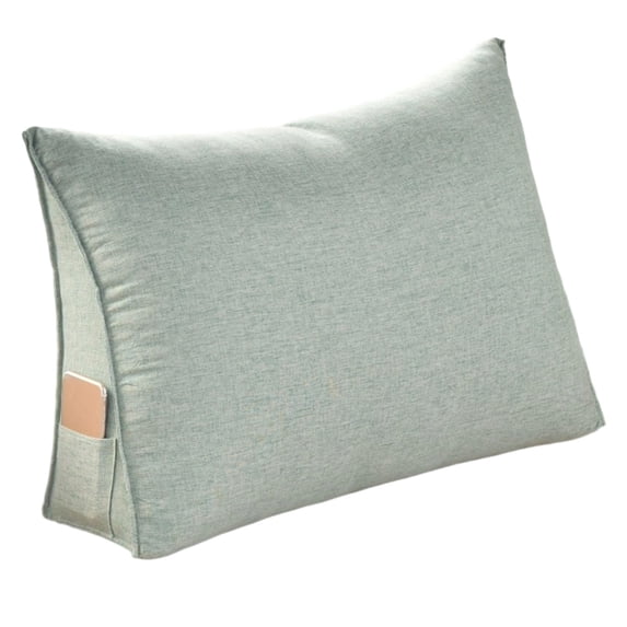 Wedge Reading Pillow with Back Support - Triangular Bolster Cushion for Bed, Sofa & Office Chair - Removable Cover, Lumbar & Neck Support Pillow in Khaki