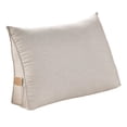 thumbnail image 1 of Wedge Reading Pillow with Back Support - Triangular Bolster Cushion for Bed, Sofa & Office Chair - Removable Cover, Lumbar & Neck Support Pillow in Khaki, 1 of 5