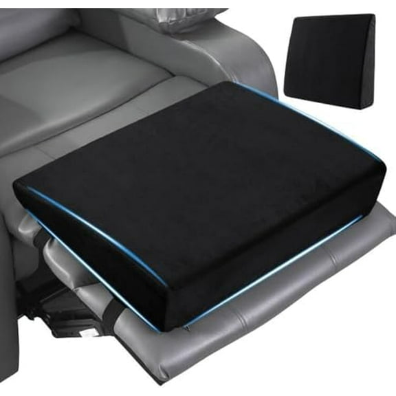 Wedge Recliner Leg Pillow, Foam Extra Large Foot Rest Cushion with Adjustable Straps, Recliner Footrest Extender Leg Elevation Pillow Wedge Pillow for Recliner, Bed, Sofa, Couch (Black)