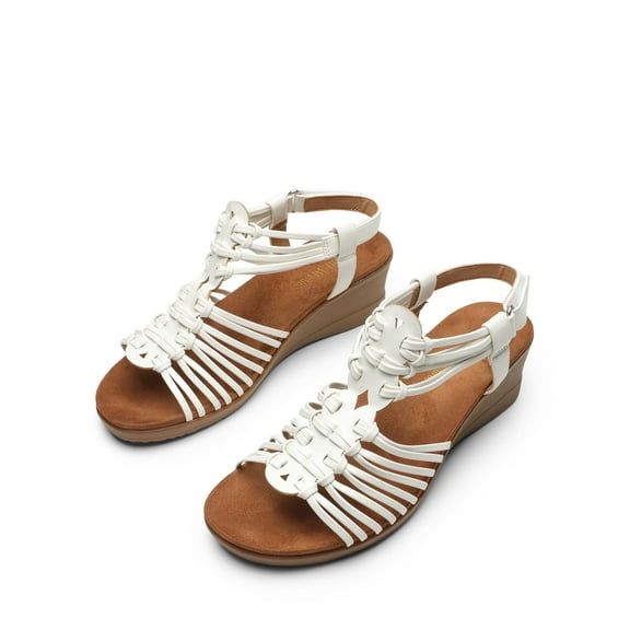 Wedge Sandal for Women Summer Casual Boho Sandals Elastic Ankle Strap Platform Sandal Shoes