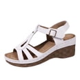 thumbnail image 1 of Wedge Sandals For Women Wide Width Comfortable Open Toe Ankle Strap Platform Low Heel Summer Casual Walking Shoes, 1 of 9