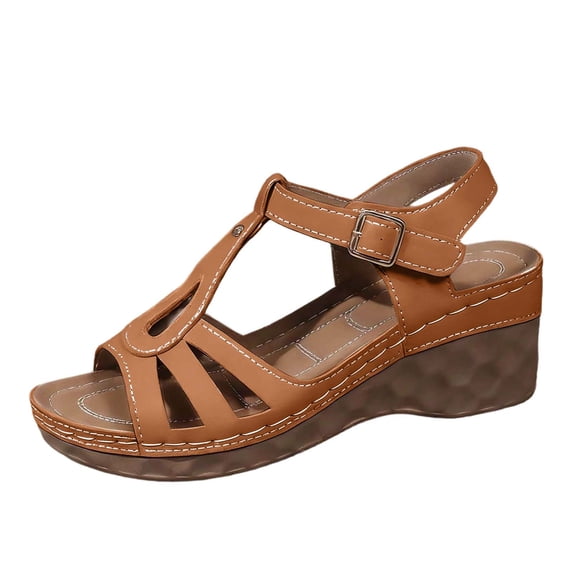 Wedge Sandals For Women Wide Width Comfortable Open Toe Ankle Strap Platform Low Heel Summer Casual Walking Shoes