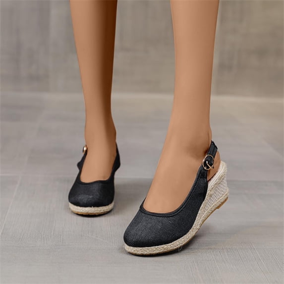 Wedge Sandals Wedge Heel Design Straw Woven Detail Casual Daily Outfit Wedge Sandals for Women